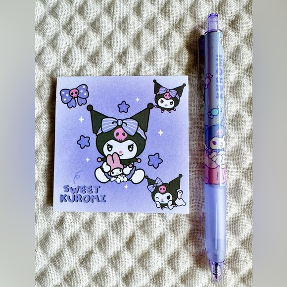 New Sanrio Kuromi Zip Pouch, Pen, Highlighter Markers, Note Pad - Set of 4 - Picture 4 of 7